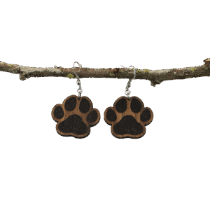 Holz Ohrschmuck Pata de Perro Nussbaum