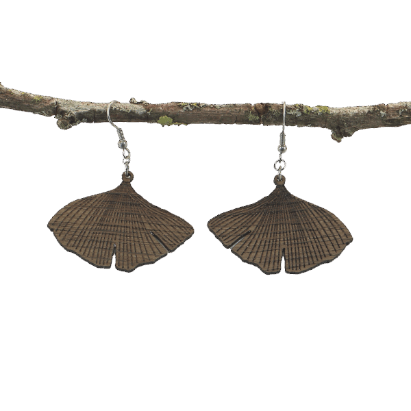 Holz Ohrschmuck Ginkgo gross